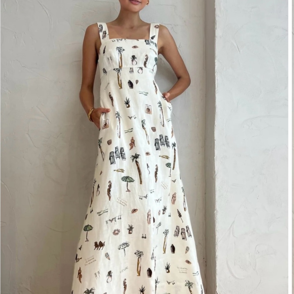 Tropical Print White Kids Dress